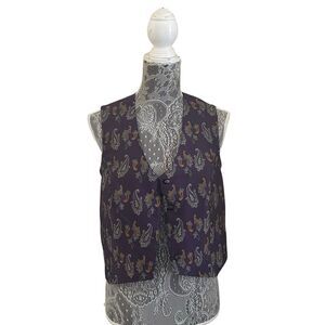 Vintage 90s Victoria’s Secret Gold Label Paisley Print Silk Blend Vest Purple